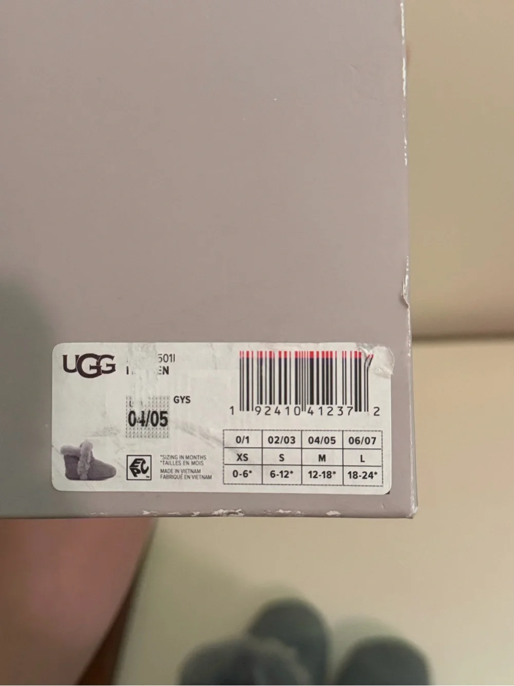 Ugg Infant Gray Booties w/ Box sz 04/05 M
